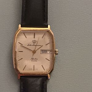 Vintage Jules Jurgensen Watch Men Gold Tone Rectangle Dial 28MM New Battery
